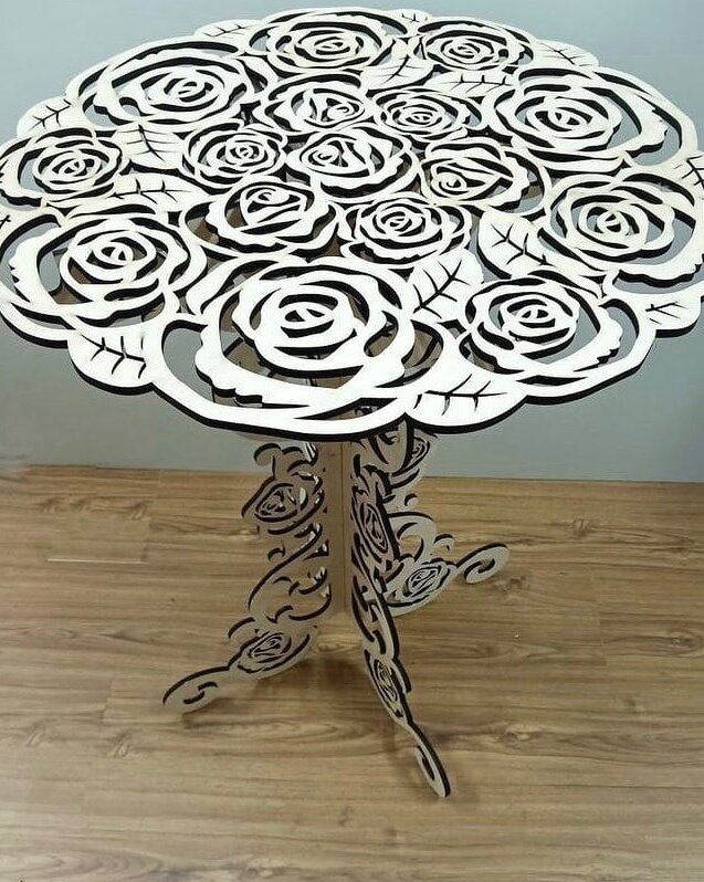 Intra απο ξύλο plywood 3mm-4mm πάχος – Ξύλινο τραπέζι με λίμα τριαντάφυλλα 50x60 cm INTRAVECTRY-MY556729