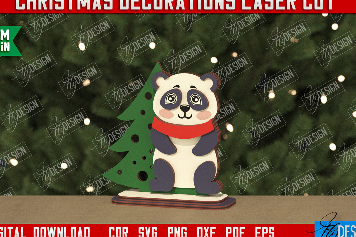 Intra απο ξύλο plywood 3mm-4mm πάχος Χριστουγεννιάτικα στολίδια | Ειδώλιο Panda Δίασταση 8x8 cm INTRAFABR-106662660