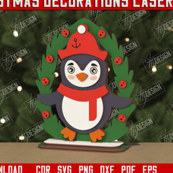 Intra απο ξύλο plywood 3mm-4mm πάχος Χριστουγεννιάτικα στολίδια | Ειδώλιο πιγκουίνος Δίασταση 8x8 cm INTRAFABR-106662447 - Image 1