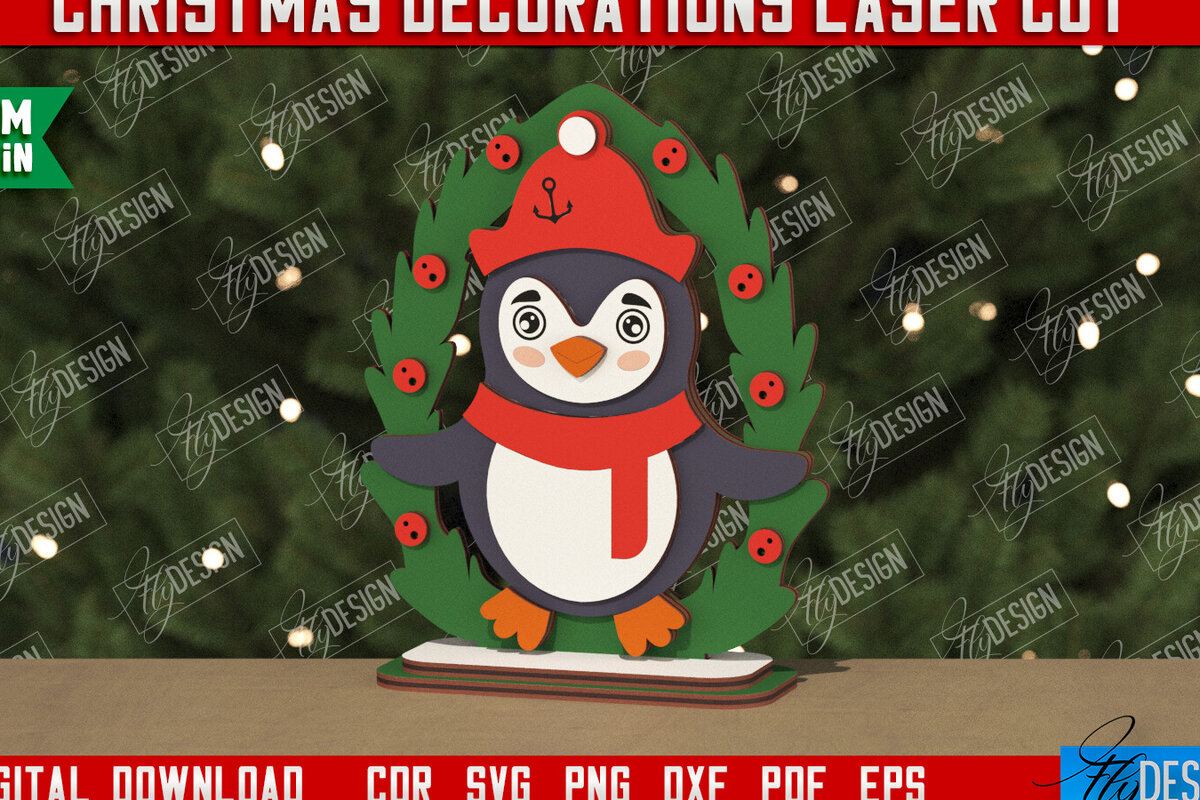 Intra απο ξύλο plywood 3mm-4mm πάχος Χριστουγεννιάτικα στολίδια | Ειδώλιο πιγκουίνος Δίασταση 8x8 cm INTRAFABR-106662447