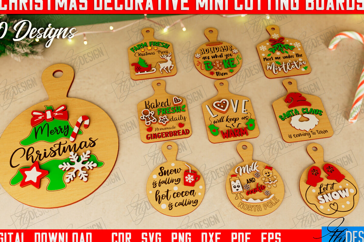 Intra απο ξύλο plywood 3mm-4mm πάχος Χριστουγεννιάτικες διακοσμητικές μίνι σανίδες κοπής Δίασταση 15x15 cm INTRAFABR-111730417