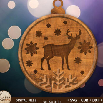 Intra απο ξύλο plywood 3mm-4mm πάχος Χριστουγεννιάτικο Ελάφι, Διακόσμηση παιχνιδιών Χριστουγεννιάτικου Δέντρου Δίασταση 4x4 cm INTRAFABR-84375182 - Image 1