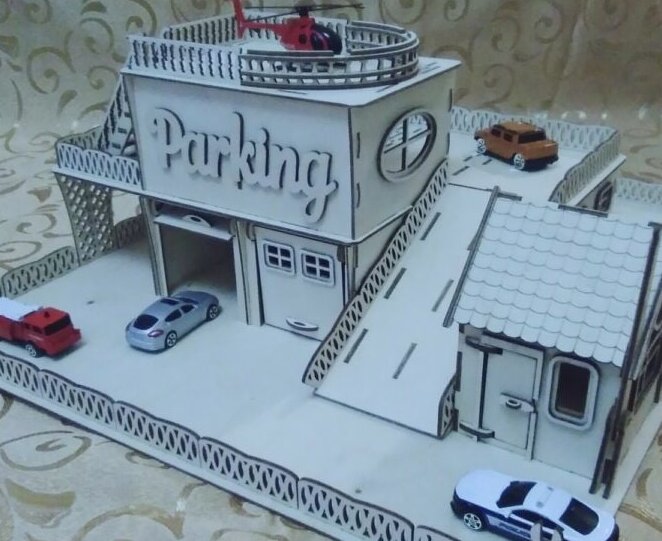 Intra απο ξύλο plywood 3mm-4mm πάχος – Ξύλινο γκαράζ στάθμευσης παιχνιδιών με ξύλο κιτ καταστρώματος ελικοπτέρων 10x10 cm INTRAVECTRY-MY556196