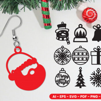 Intra απο ξύλο plywood 3mm-4mm πάχος με χριστουγεννιάτικα σκουλαρίκια  Δίασταση 3x3 cm INTRAFABR-106481204 - Image 1