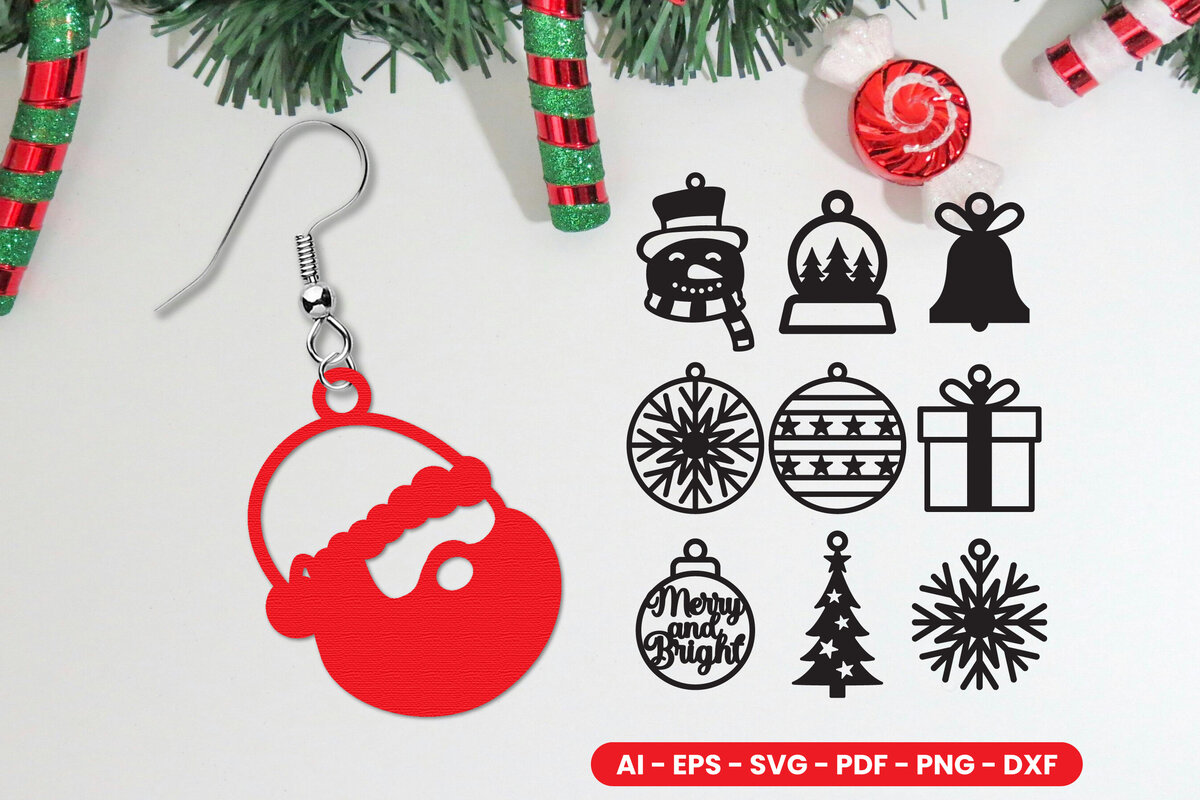 Intra απο ξύλο plywood 3mm-4mm πάχος με χριστουγεννιάτικα σκουλαρίκια  Δίασταση 3x3 cm INTRAFABR-106481204