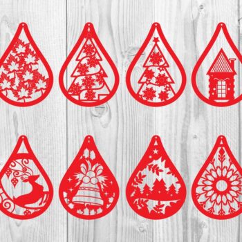 Intra απο ξύλο plywood 3mm-4mm πάχος Χριστουγεννιάτικα Σκουλαρίκια Studs Μεγάλο Δίασταση 3x3 cm INTRAFABR-20663300 - Image 1