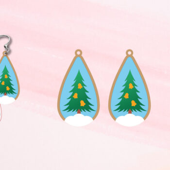 Intra απο ξύλο plywood 3mm-4mm πάχος Χριστουγεννιάτικα Σκουλαρίκια|Σκουλαρίκι με κομμένο και σκοράρισμα Δίασταση 3x3 cm INTRAFABR-109918322 - Image 1