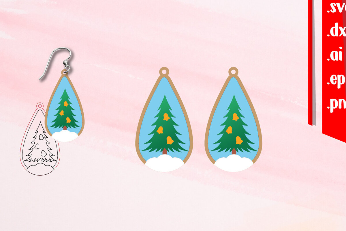 Intra απο ξύλο plywood 3mm-4mm πάχος Χριστουγεννιάτικα Σκουλαρίκια|Σκουλαρίκι με κομμένο και σκοράρισμα Δίασταση 3x3 cm INTRAFABR-109918322