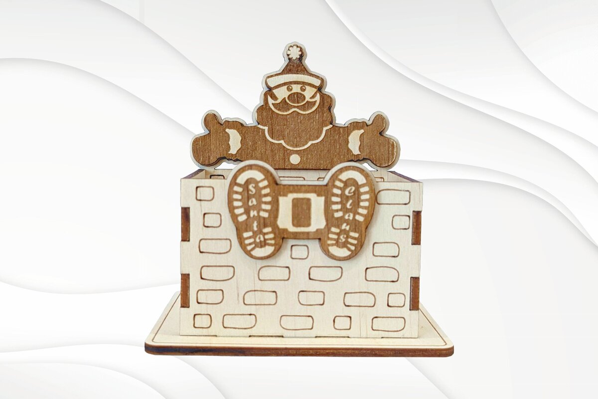 Intra απο ξύλο plywood 3mm-4mm πάχος Δώρο Χριστουγέννων, Κάτοχος Άγιος Βασίλης Δίασταση 15x15 cm INTRAFABR-125397818