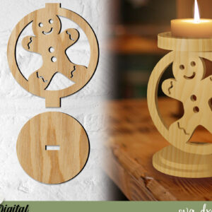 Intra απο ξύλο plywood 3mm-4mm πάχος Κηροπήγιο Χριστουγεννιάτικο GingerBread Δίασταση 15x15 cm INTRAFABR-77069524