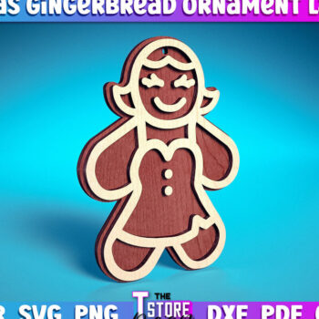 Intra απο ξύλο plywood 3mm-4mm πάχος Χριστουγεννιάτικο στολίδι με μελόψωμο με λέιζερ Δίασταση 8x8 cm INTRAFABR-72024044 - Image 1