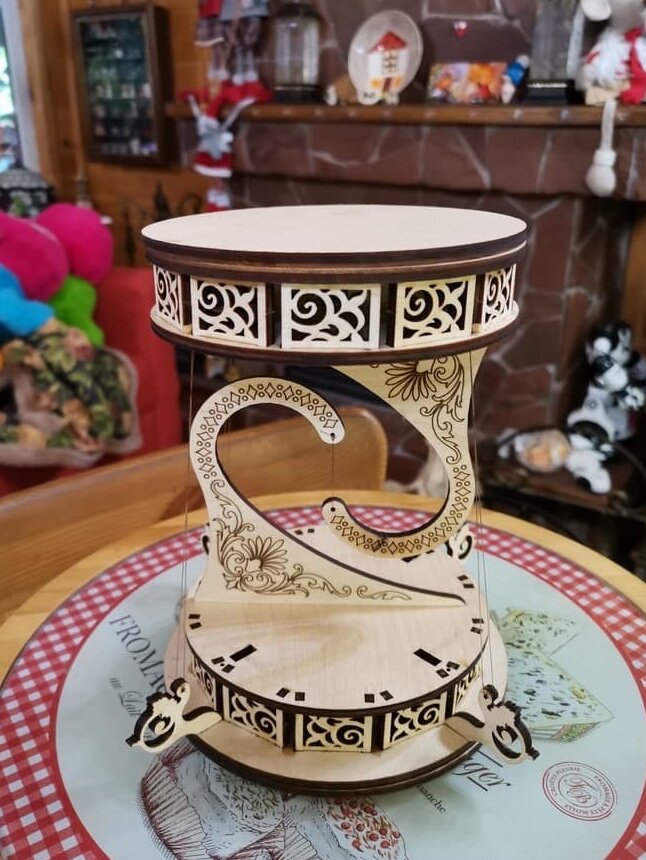 Intra απο ξύλο plywood 3mm-4mm πάχος – Διακοσμητική λίμα επιτραπέζιου πλωτού Tensegrity 40x40 cm INTRAVECTRY-MY556230