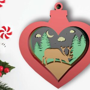 Intra απο ξύλο plywood 3mm-4mm πάχος Χριστουγεννιάτικη Μπάλα Καρδιάς, κοπής με λέιζερ Δίασταση 30x20 cm INTRAFABR-47741404