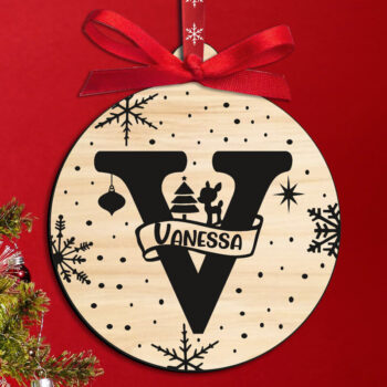 Intra απο ξύλο plywood 3mm-4mm πάχος Χριστουγεννιάτικο γράμμα V Μονόγραμμα Στολίδι Δίασταση 8x8 cm INTRAFABR-109517148 - Image 1