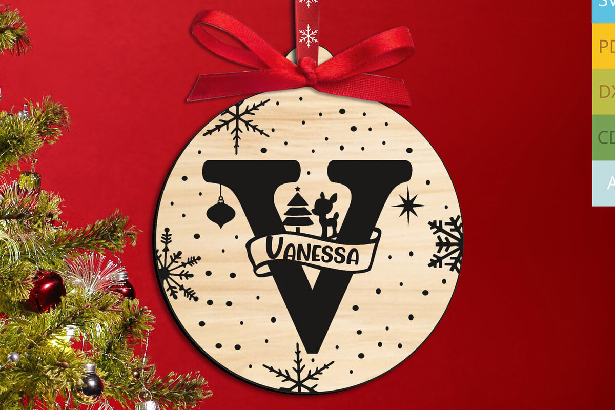 Intra απο ξύλο plywood 3mm-4mm πάχος Χριστουγεννιάτικο γράμμα V Μονόγραμμα Στολίδι Δίασταση 8x8 cm INTRAFABR-109517148