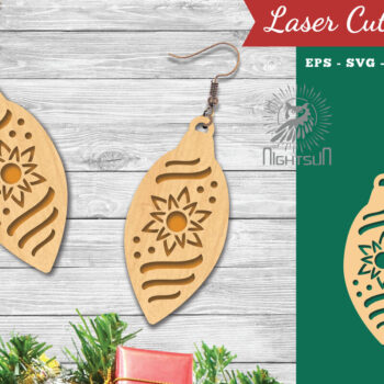 Intra απο ξύλο plywood 3mm-4mm πάχος Χριστουγεννιάτικα σκουλαρίκια κομμένα με λέιζερ 1 Δίασταση 3x3 cm INTRAFABR-112766693 - Image 1