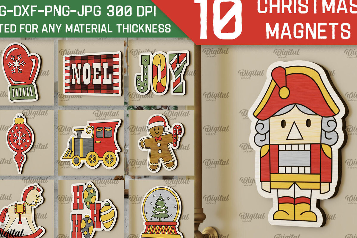 Intra απο ξύλο plywood 3mm-4mm πάχος κοπής με λέιζερ Χριστουγεννιάτικων μαγνητών Δίασταση 15x15 cm INTRAFABR-104689149