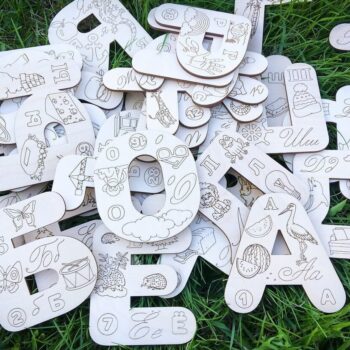 Intra απο ξύλο plywood 3mm-4mm πάχος – ξύλο χαραγμένο ρωσικό αλφάβητο γράμματα και αριθμοί για μικρά παιδιά 25x30 cm INTRAVECTRY-MY556255 - Image 1