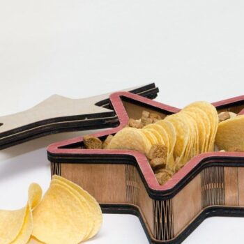 Intra απο ξύλο plywood 3mm-4mm πάχος – Ξύλινη διάταξη κουτιού σνακ σε σχήμα αστεριού 15x20 cm INTRAVECTRY-MY559099 - Image 1