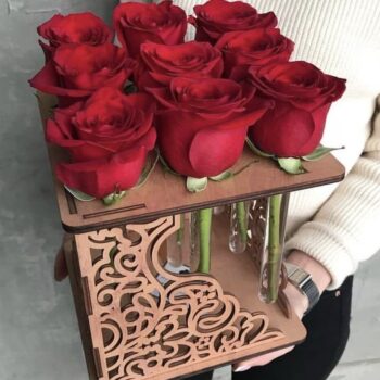 Intra απο ξύλο plywood 3mm-4mm πάχος – Διακοσμητική λίμα βάσης φιάλης λουλουδιών 30x35 cm INTRAVECTRY-MY556262 - Image 1