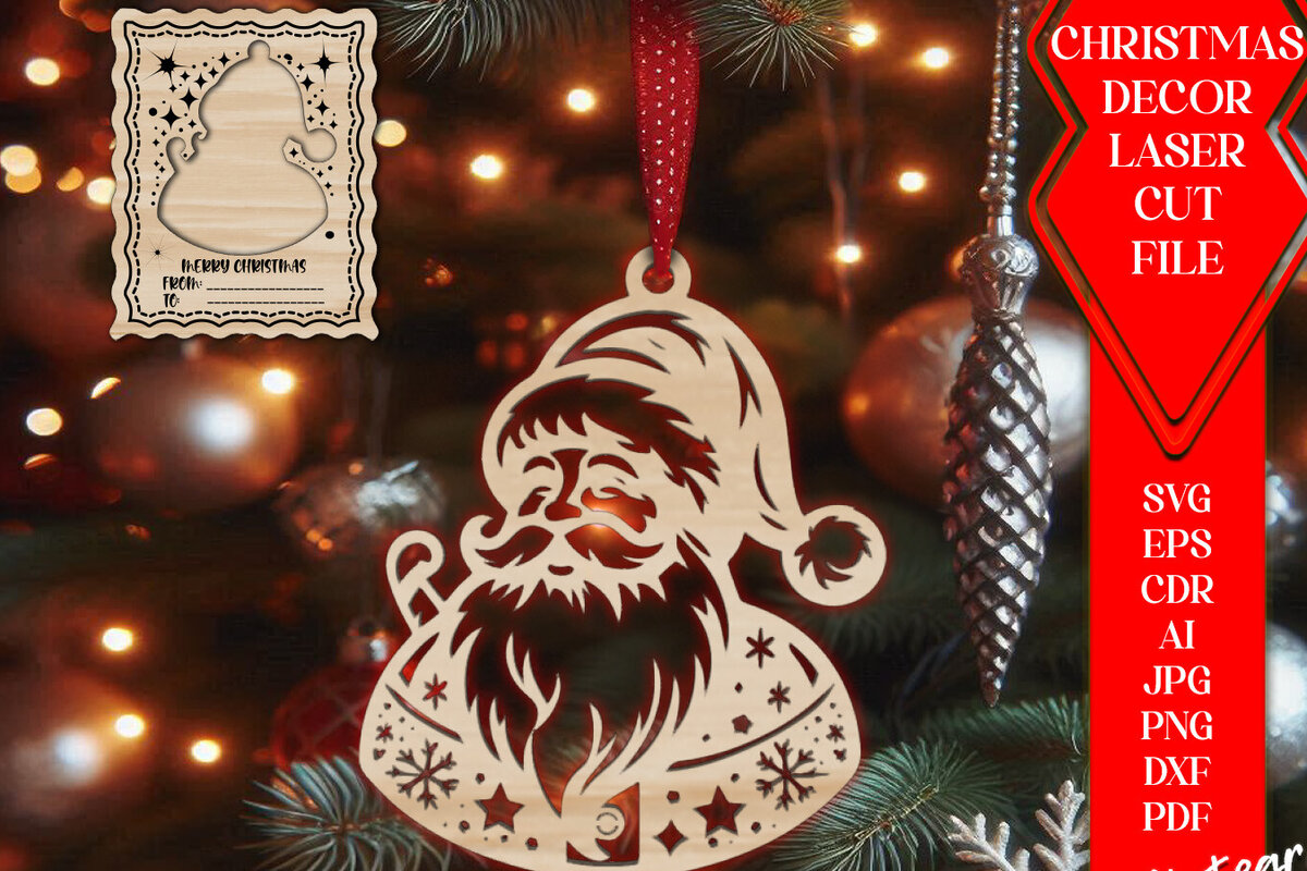 Intra απο ξύλο plywood 3mm-4mm πάχος Χριστουγεννιάτικο στολίδι με κάρτα  C Δίασταση 8x8 cm INTRAFABR-107930585