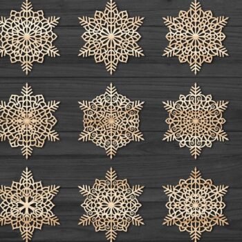 Intra απο ξύλο plywood 3mm-4mm πάχος Χριστουγεννιάτικα στολίδια νιφάδας χιονιού 89 Δίασταση 8x8 cm INTRAFABR-78026963 - Image 1