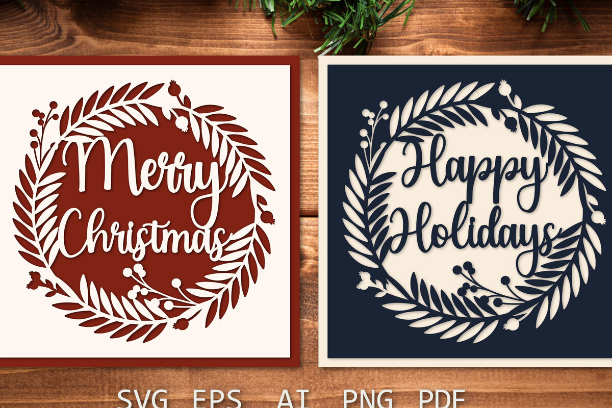 Intra απο ξύλο plywood 3mm-4mm πάχος Χριστουγεννιάτικη κάρτα κοπής Χαρούμενα Χριστούγεννα Δίασταση 15x15 cm INTRAFABR-119956195