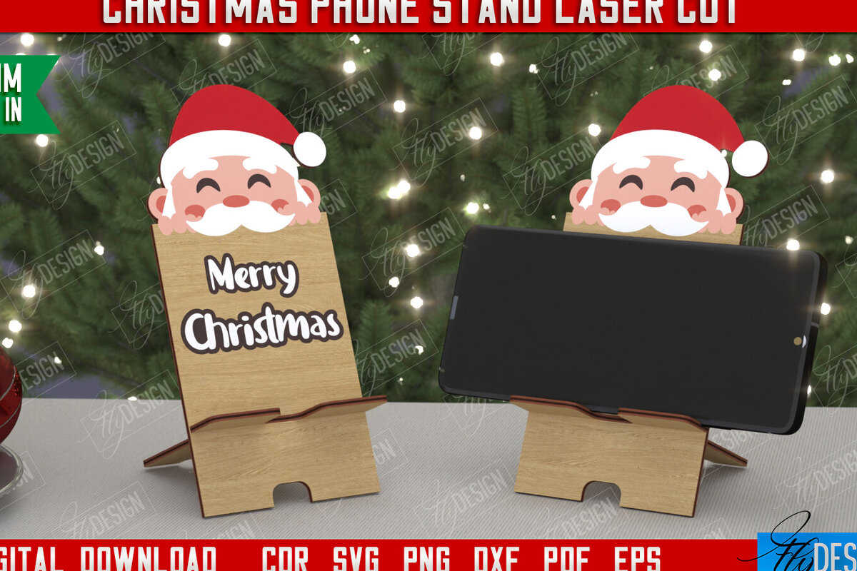 Intra απο ξύλο plywood 3mm-4mm πάχος Χριστουγεννιάτικο Τηλεφωνικό Σταντ | Θήκη τηλεφώνου Δίασταση 15x15 cm INTRAFABR-108524128