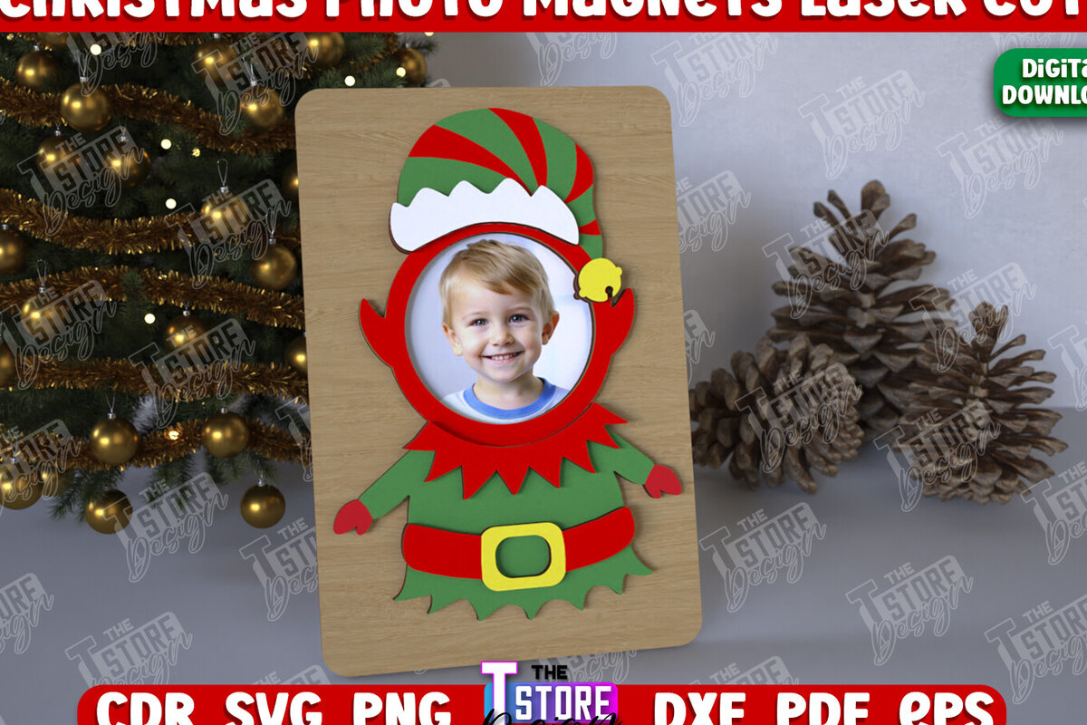 Intra απο ξύλο plywood 3mm-4mm πάχος Χριστουγεννιάτικο Photo Magnet | Ιδέα δώρου | CNC Δίασταση 15x15 cm INTRAFABR-108316652