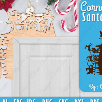 Intra απο ξύλο plywood 3mm-4mm πάχος Χριστουγεννιάτικο Santa Sleigh Door Corner  Δίασταση 30x20 cm INTRAFABR-110788563 - Image 1