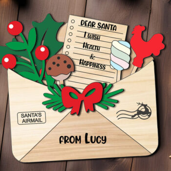 Intra απο ξύλο plywood 3mm-4mm πάχος Χριστουγεννιάτικος Φάκελος Ευχών Άγιου Βασίλη Sugar Δίασταση 5x5 cm INTRAFABR-107312735 - Image 1