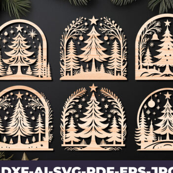 Intra απο ξύλο plywood 3mm-4mm πάχος Πάνελ κοπής με λέιζερ Χριστουγεννιάτικη σκηνή 06 Δίασταση 15x15 cm INTRAFABR-109358614 - Image 1