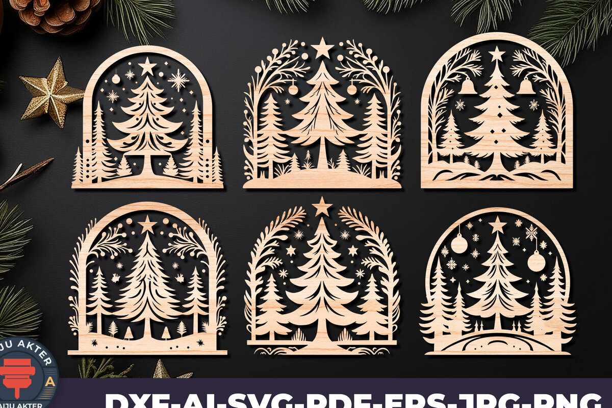 Intra απο ξύλο plywood 3mm-4mm πάχος Πάνελ κοπής με λέιζερ Χριστουγεννιάτικη σκηνή 06 Δίασταση 15x15 cm INTRAFABR-109358614