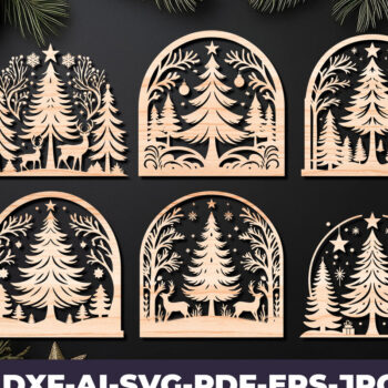 Intra απο ξύλο plywood 3mm-4mm πάχος Χριστουγεννιάτικη σκηνή με λέιζερ 07 Δίασταση 15x15 cm INTRAFABR-109358626 - Image 1