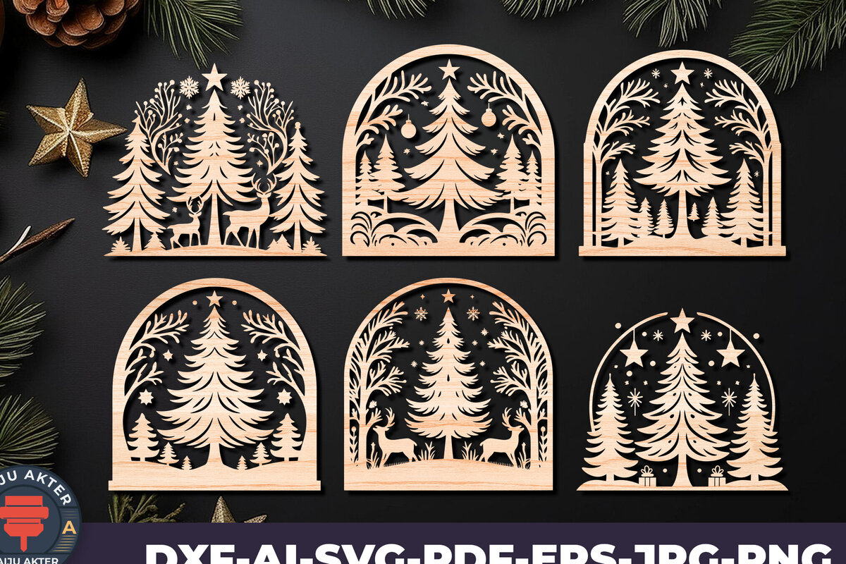 Intra απο ξύλο plywood 3mm-4mm πάχος Χριστουγεννιάτικη σκηνή με λέιζερ 07 Δίασταση 15x15 cm INTRAFABR-109358626