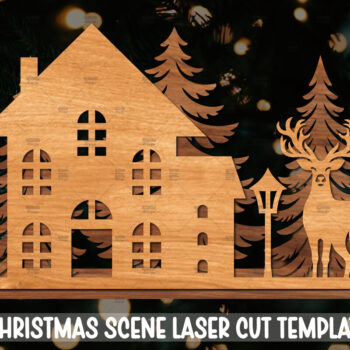 Intra απο ξύλο plywood 3mm-4mm πάχος Χριστουγεννιάτικη Σκηνή Δίασταση 15x15 cm INTRAFABR-106403262 - Image 1