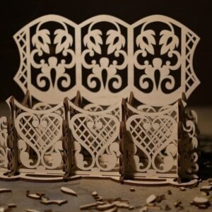 Intra απο ξύλο plywood 3mm-4mm πάχος – Σκαλιστό floral σχέδιο Ξύλινο Desk Organizer ξύλο 25x30 cm INTRAVECTRY-MY556289