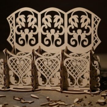 Intra απο ξύλο plywood 3mm-4mm πάχος – Σκαλιστό floral σχέδιο Ξύλινο Desk Organizer ξύλο 30x35 cm INTRAVECTRY-MY558472 - Image 1