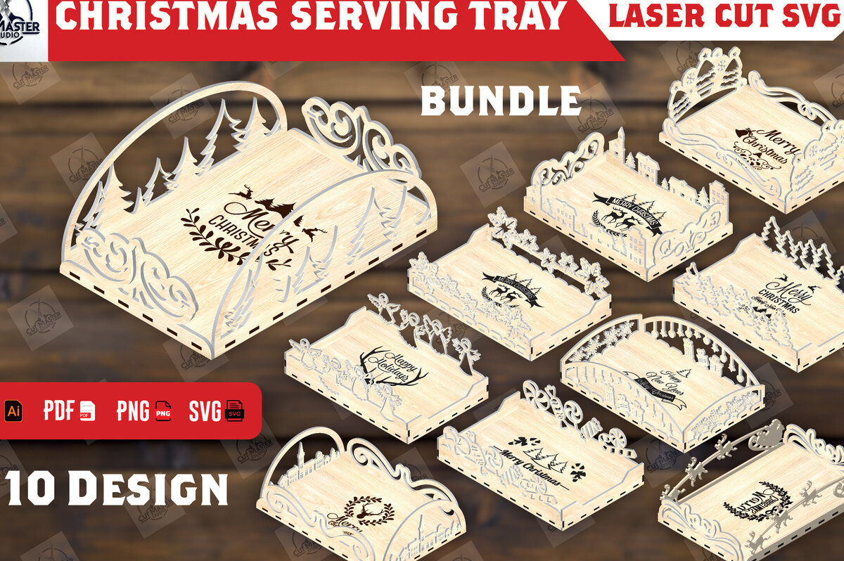 Intra απο ξύλο plywood 3mm-4mm πάχος Δίσκος σερβιρίσματος Χριστουγέννων κοπής με λέιζερ Δίασταση 15x15 cm INTRAFABR-110859487