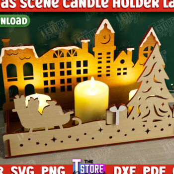 Intra απο ξύλο plywood 3mm-4mm πάχος Χριστουγεννιάτικη Σκηνή Σκιάς | Κηροπήγιο Δίασταση 15x15 cm INTRAFABR-107822837 - Image 1