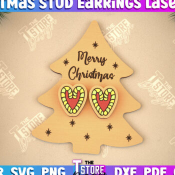 Intra απο ξύλο plywood 3mm-4mm πάχος Χριστουγεννιάτικα καρφωτά σκουλαρίκια | Σχεδιασμός κοσμημάτων Δίασταση 3x3 cm INTRAFABR-105341463 - Image 1