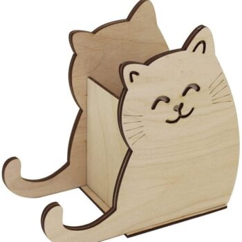 Intra απο ξύλο plywood 3mm-4mm πάχος – Ξύλινη θήκη για στυλό γάτας με μολύβι 20x20 cm INTRAVECTRY-MY558480 - Image 1