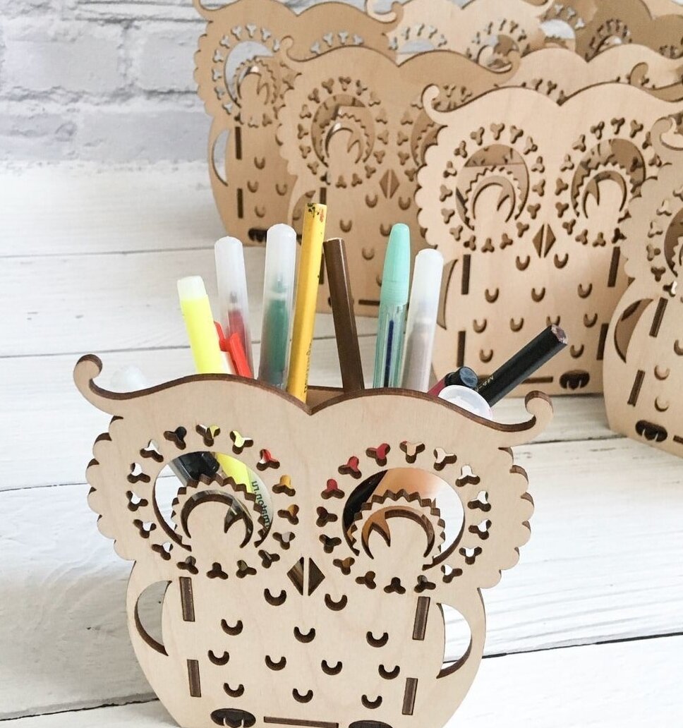 Intra απο ξύλο plywood 3mm-4mm πάχος – Γλάστρα στυλό κουκουβάγιας Ξύλινο ξύλο μολυβοθήκης 40x40 cm INTRAVECTRY-MY558483