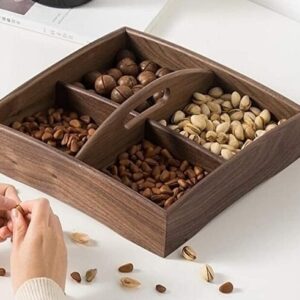 Intra απο ξύλο plywood 3mm-4mm πάχος – Πιατέλα ξηρών φρούτων με λαβή ξύλο 4 τμημάτων 25x25 cm INTRAVECTRY-MY556325