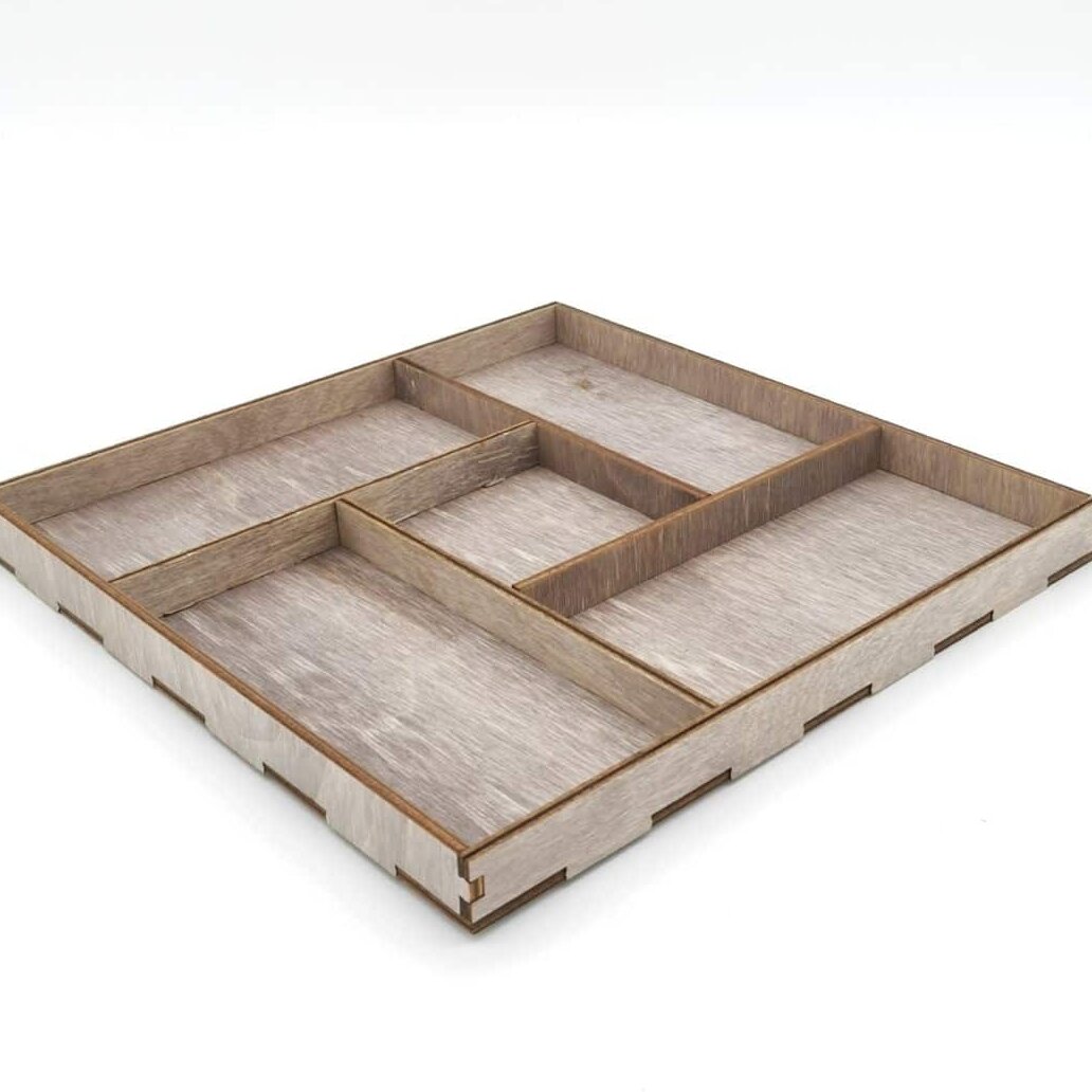 Intra απο ξύλο plywood 3mm-4mm πάχος – Δίσκος σερβιρίσματος τετράγωνου σχήματος με ξύλο πέντε τμημάτων 30x30 cm INTRAVECTRY-MY559108