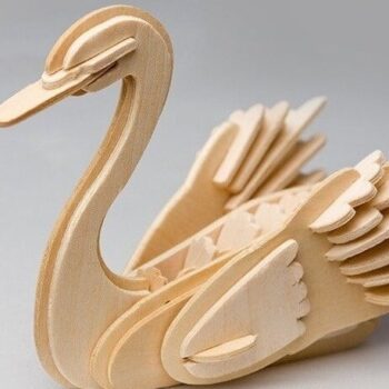 Intra απο ξύλο plywood 3mm-4mm πάχος – Μινιατούρα Swan 3D Ξύλινο ξύλο παζλ 15x15 cm INTRAVECTRY-MY556343 - Image 1