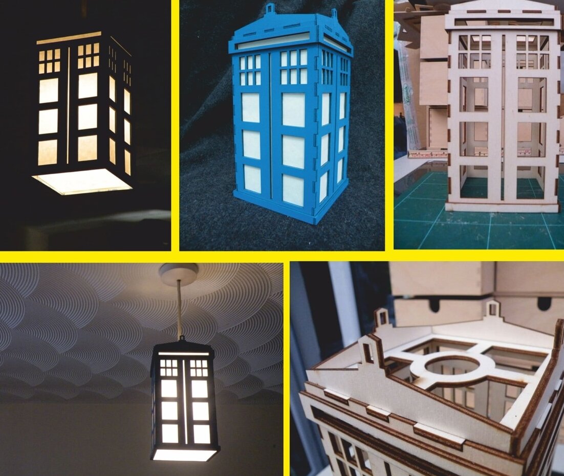 Intra απο ξύλο plywood 3mm-4mm πάχος – Κρεμαστό φωτιστικό Tardis Night Light Shade File 20x25 cm INTRAVECTRY-MY556346