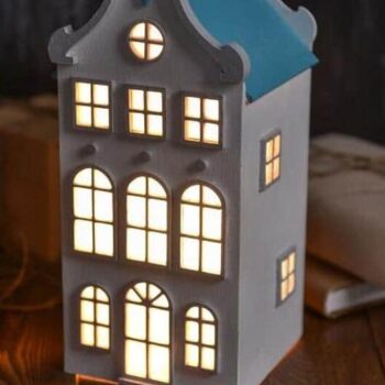 Intra απο ξύλο plywood 3mm-4mm πάχος – ξύλο Dutch House Night Light Lamp 40x45 cm INTRAVECTRY-MY557457 - Image 1