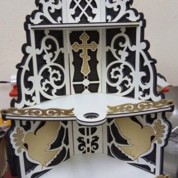 Intra απο ξύλο plywood 3mm-4mm πάχος – Γωνιακό ξύλο ραφιού εικονοστασίου 3 επιπέδων 12x15 cm INTRAVECTRY-MY559206 - Image 1