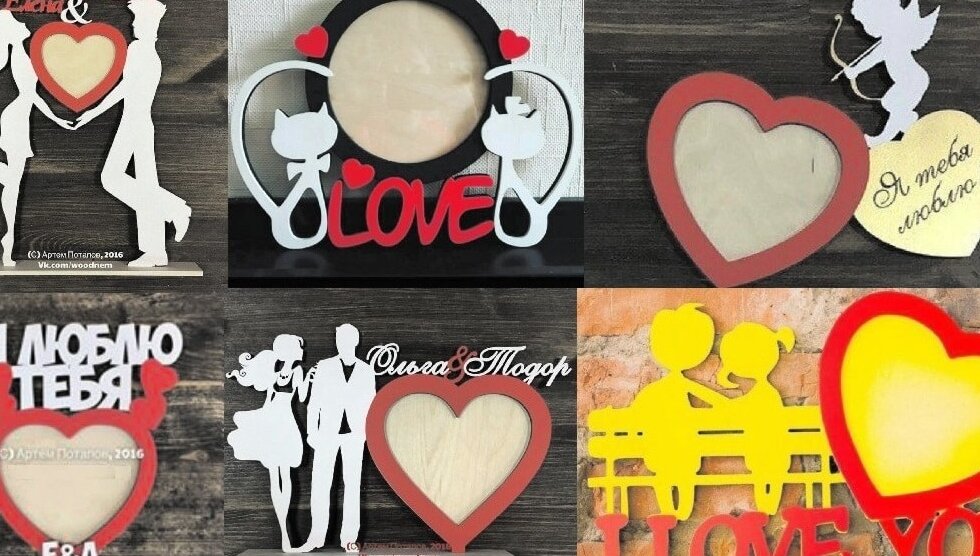 Intra απο ξύλο plywood 3mm-4mm πάχος – Συλλογή Κορνίζα φωτογραφιών με θέμα Couple Love για ξύλο 14 Φεβρουαρίου 25x25 cm INTRAVECTRY-MY556401